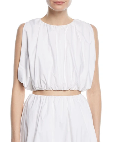 Paskal Sleeveless Puffy Cotton Crop Top In White