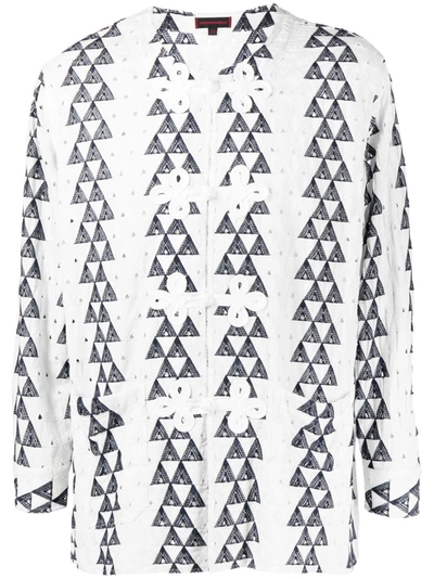 Clot Triangle-print Embroidered Shirt In Blue