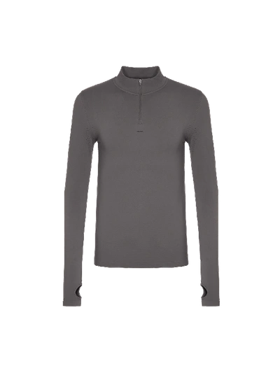 Pangaia Men's Plant-stretch Long Sleeve Half-zip Top — Volcanic Grey