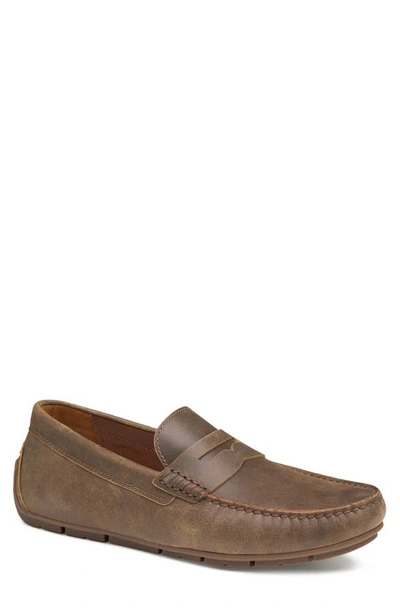 Johnston & Murphy Baldwin Driving Shoe In Brown American Full Grain