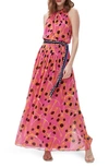 Diane Von Furstenberg Miriam Pleated Polka-dot Halter Maxi Dress In Ladybug Dot