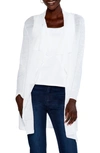 Nic + Zoe Featherweight Drape Linen Blend Cardigan In White