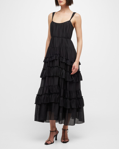 Cinq À Sept Kandra Tiered Skirt Maxi Dress In Black