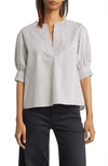 Frame Striped V-neck Popover Top In Bone Multi