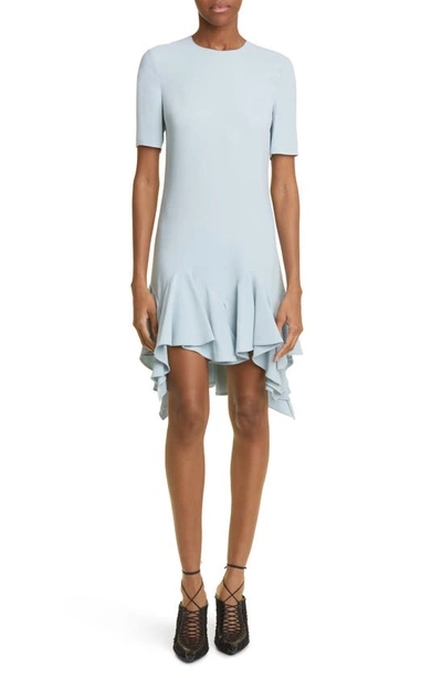 Givenchy Short Dress With Asymmetric Ruffle Hem In Grey Blue