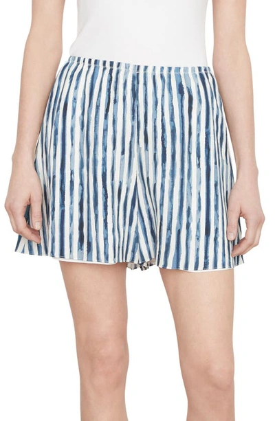 Vince Painterly Cotton Stripe Pull-on Shorts In Coastal Blue