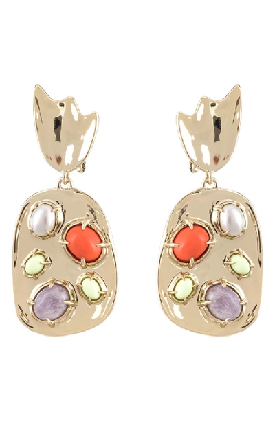 Alexis Bittar Sculpted Stone Cluster Clip-on Earrings In Gold/ Silver