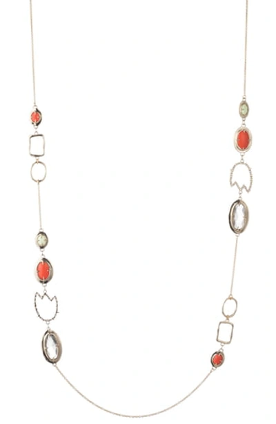 Alexis Bittar Crystal Encrusted Abstract Tulip Stone Station Necklace In Gold/ Silver