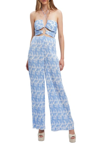 Bardot Hattia Cut Out Jumpsuit In Blue Floral