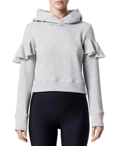 Carbon38 Hooded Long-sleeve Pullover Sweatshirt In Gray
