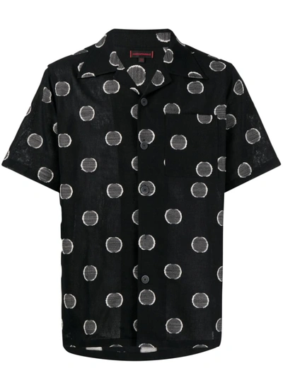 Clot Polka-dot Short-sleeved Shirt In Black