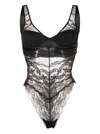 Versace Lace-detail Bodysuit In Nero