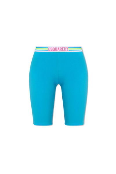 Dsquared2 Logo-waistband Cropped Leggings In Blue