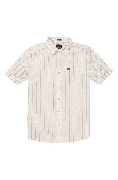 Volcom Boiler Stripe Short Sleeve Button-up Shirt In Cloud