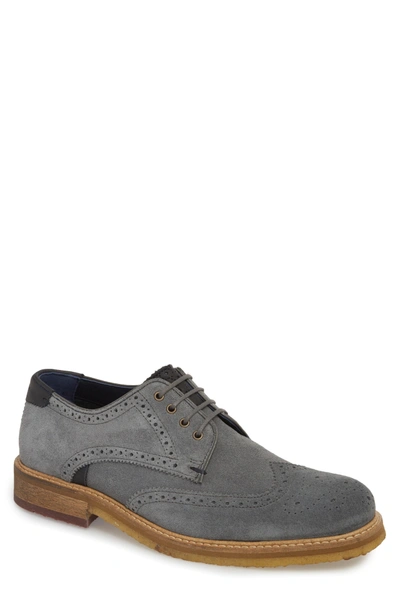 Ted Baker Brycces Wingtip Oxford In Grey Suede