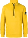 Stone Island Cotton Fleece Pullover Hoodie In Yellow