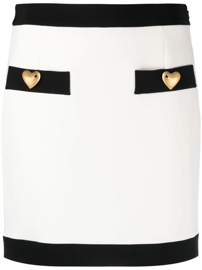 Moschino Button-detailed Fitted Skirt In White