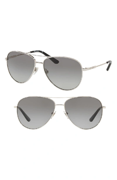 Tory Burch Women's Brow Bar Aviator Sunglasses, 59mm In Silver