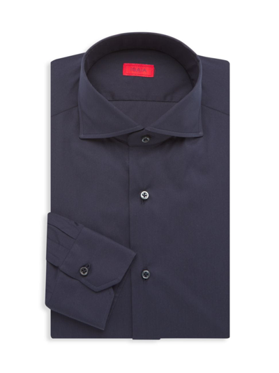 Isaia Men's Cotton-blend Dress Shirt In Navy