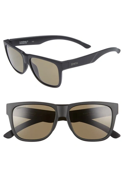 Smith Lowdown 2 55mm Chromapop(tm) Polarized Square Sunglasses In Matte Black