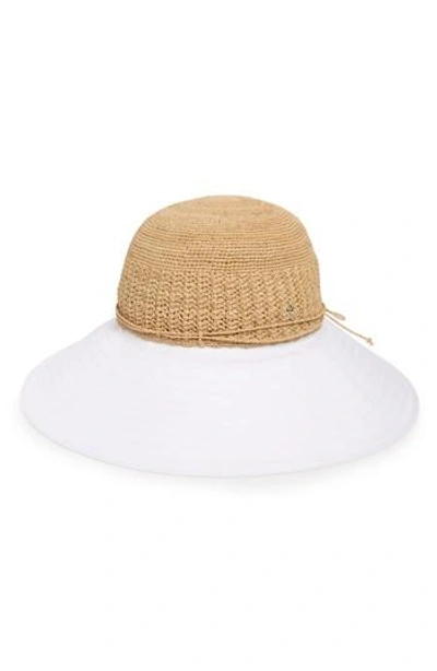 Helen Kaminski Raffia & Cotton Packable Wide Brim Hat - Beige In Natural/ White