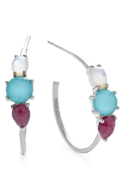Ippolita Rock Candy Prong Set 3-stone Hoop Earrings In Rainbow