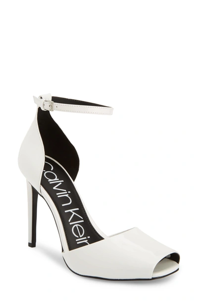 Calvin Klein Daros Peep-toe Pump In Platinum White Leather | ModeSens