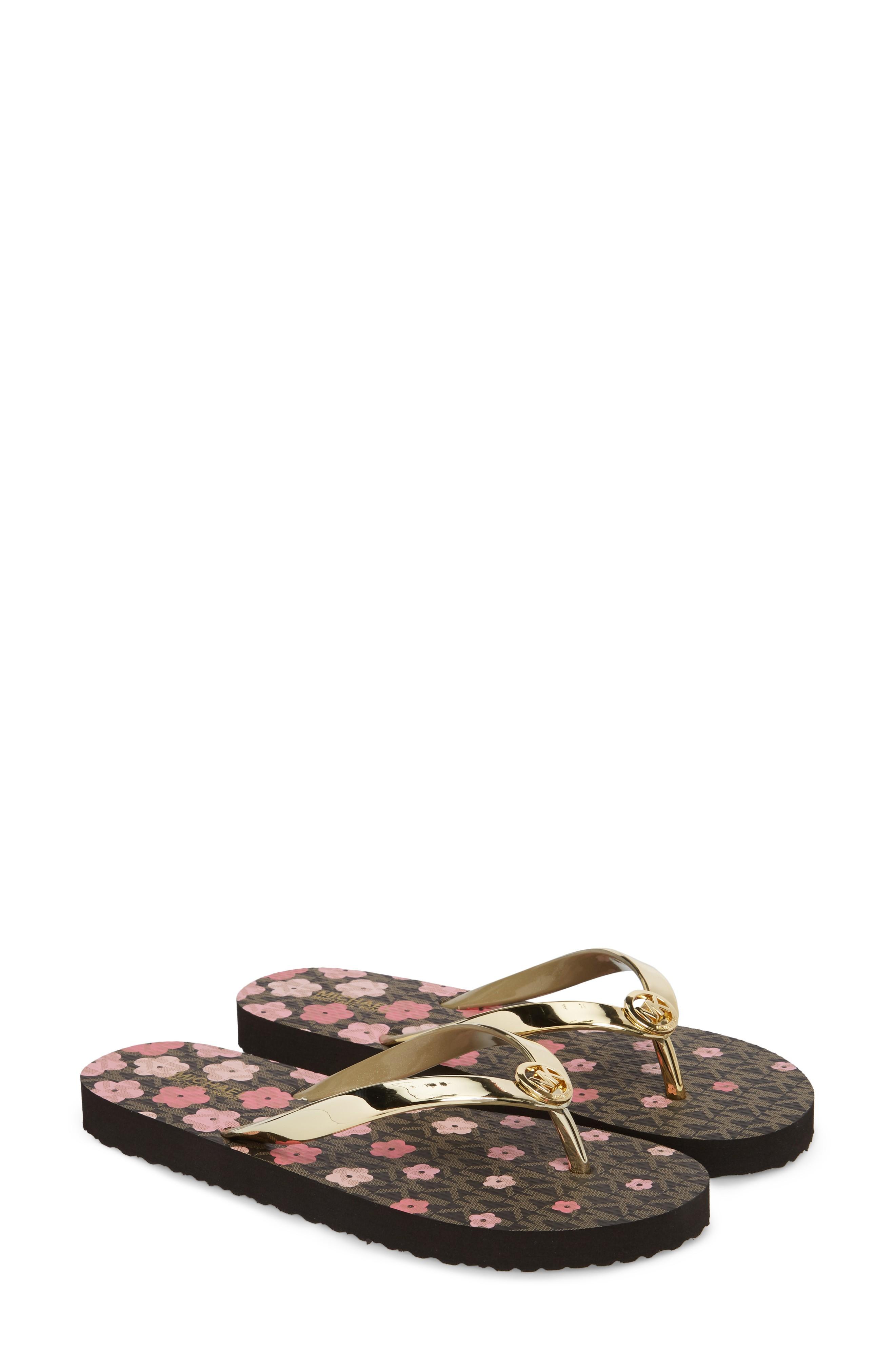 michael kors metallic flip flops