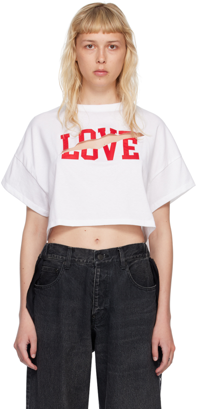 Undercover Slogan-print Cropped Cotton T-shirt In White