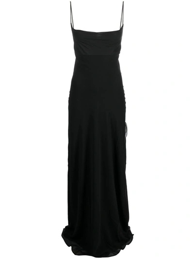 The Andamane Open-back Silk Maxi Slip Dress In Black