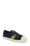 Gola Coaster Rainbow Striped Sneaker In Navy/ Multi