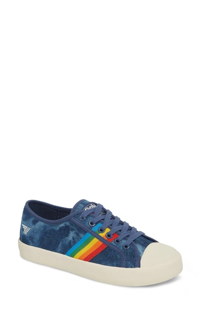 Gola Coaster Rainbow Striped Sneaker In Denim/ Multi