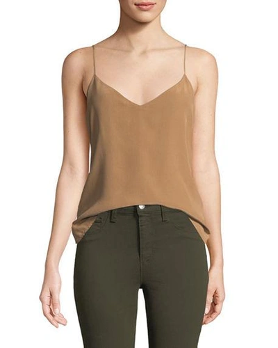 L Agence Jane V-neck Spaghetti-strap Silk Tank In Ginger Snap