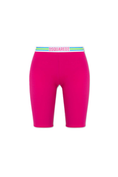 Dsquared2 Logo-waistband Cropped Leggings In Pink