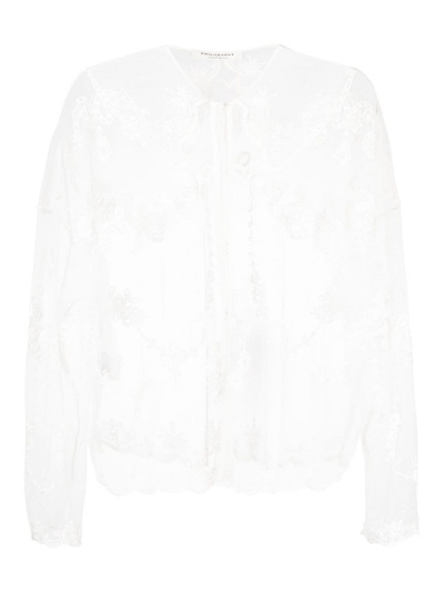 Philosophy Di Lorenzo Serafini Embroidered-design Sheer Blouse In White