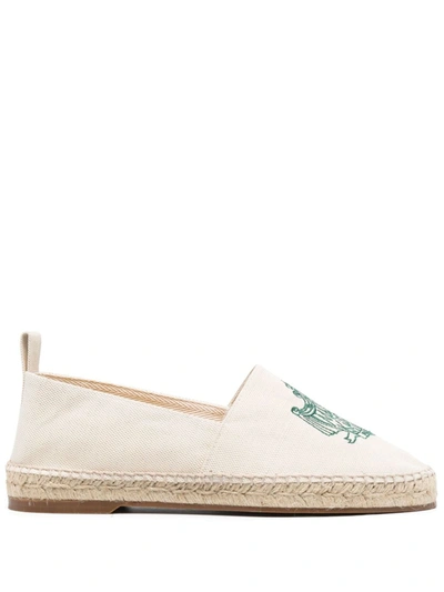 Maison Kitsuné Embroidered-logo Espadrilles In P103 Off-white