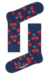 Happy Socks Cherry Socks In Navy
