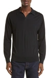 John Smedley Puck Cotton Polo Sweater In Black