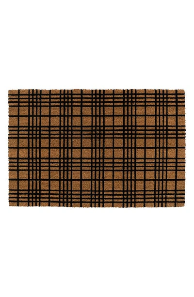 Entryways Fine Plaid Doormat In Natural Coir/black