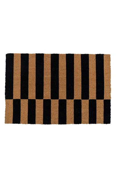 Entryways Alternating Stripe Doormat In Natural Coir/black