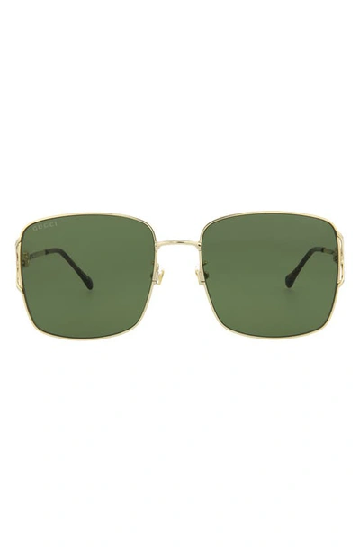 Gucci 58mm Oversize Sunglasses In Gold Green