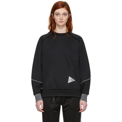 And Wander Black Bonding Mesh Pullover Sweatshirt