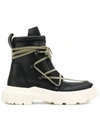 Rick Owens Leather Lace Up Hiking Boots In Black