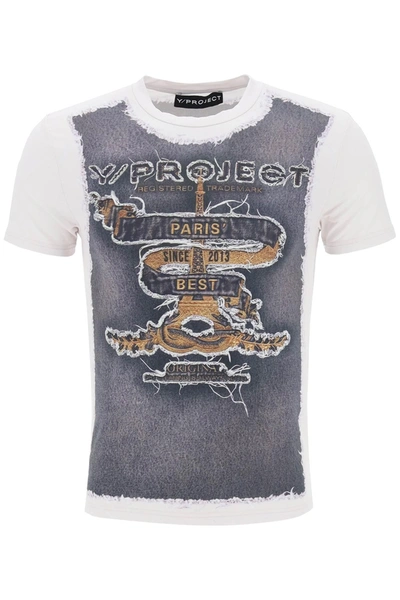 Y/project Contrasting-detail Short-sleeve T-shirt In White,blue