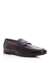 Gordon Rush Men's Connery Leather Moc Toe Penny Loafers In Navy