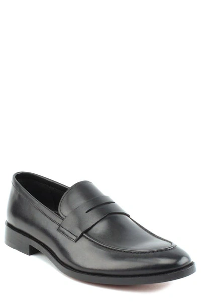 Gordon Rush Coleman Apron Toe Penny Loafer In Black Leather
