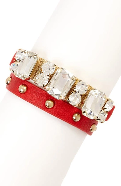 Olivia Welles Jane Stone Bracelet In Red