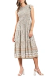 Blu Pepper Floral Border Print Maxi Dress In Mint Multi