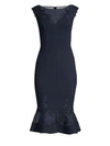 Aidan Mattox Lace-accented Cocktail Dress In Twilight