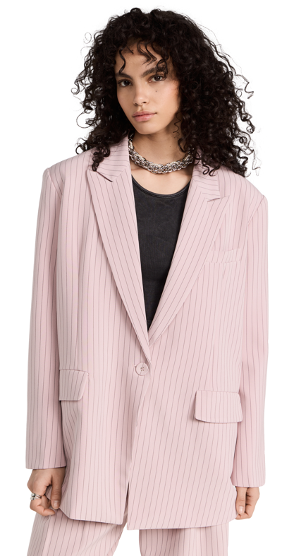 Lioness Nyc Blazer In Pink Pinstripe